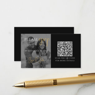 Carte D'accompagnement Photo en noir et blanc RSVP avec code QR