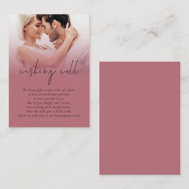 Carte D'accompagnement Photo Overlay Mariage Rose Or Black Wishing well (Devant / Derrière)