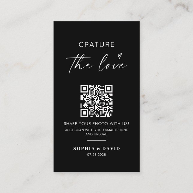 Carte D'accompagnement Photos de mariage modernes capturant l'amour Code  (Devant)