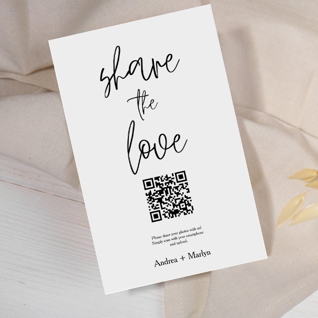 Carte D'accompagnement Photos Mariage Premium Simple Share avec code QR (Créateur téléchargé)