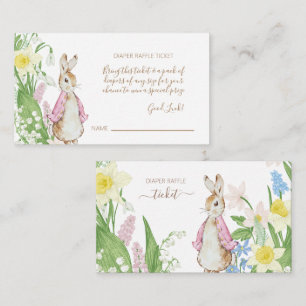 Carte D'accompagnement Pierre le lapin Printemps fleurit Baby shower rose