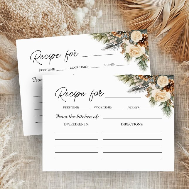 Carte D'accompagnement Pin d'hiver Floral Fête des mariées de Noël Recett (Créateur téléchargé)