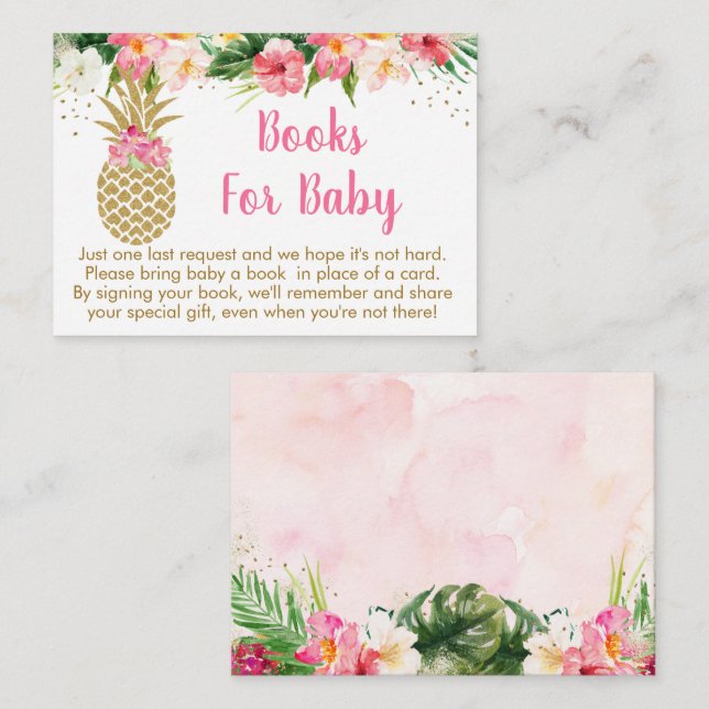 Carte D'accompagnement Pineappical Tropical Floral Baby shower Demande de (Devant / Derrière)