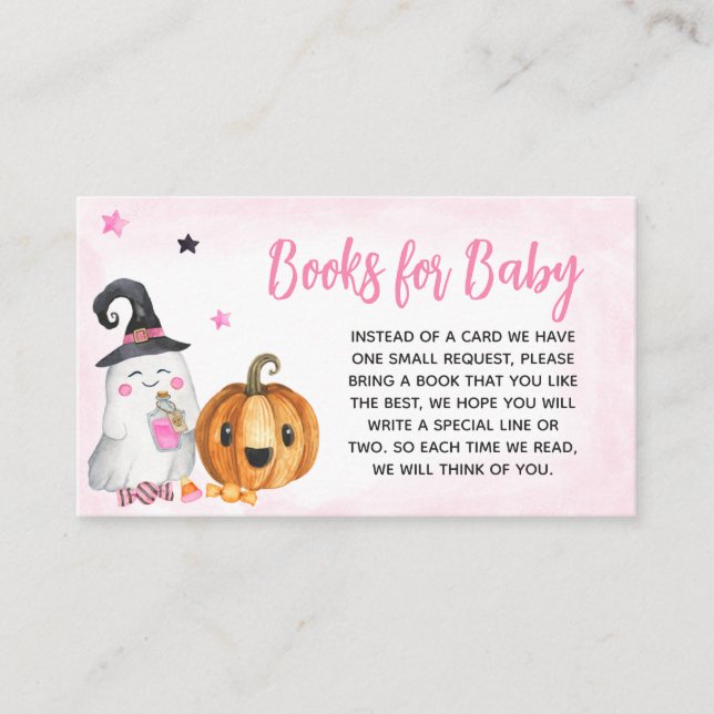 Carte D'accompagnement Pink A Little Boo Livres Baby showers pour bébé (Devant)