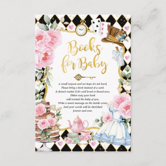 Carte D'accompagnement Pink Alice in Wonderland Tea Party Livres pour béb (Devant)