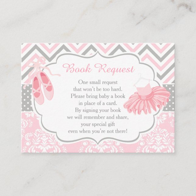 Carte D'accompagnement Pink and Grey Chevron Ballerina Demande de livre p (Devant)