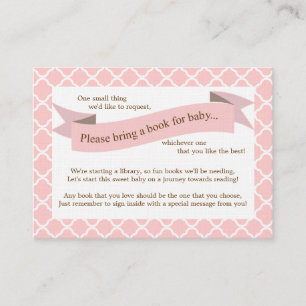 Carte D'accompagnement Pink Baby shower Book Insert Request Card for Girl