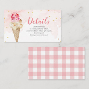 Carte D'accompagnement Pink Blush Ice Cream Détails Fête des mariées