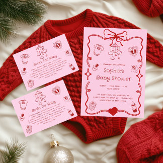 Carte D'accompagnement Pink “Books for Baby” Baby Shower