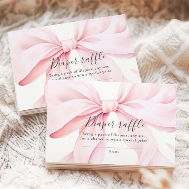 Carte D'accompagnement Pink Bow Baby Shower Diaper Raffle (Créateur téléchargé)
