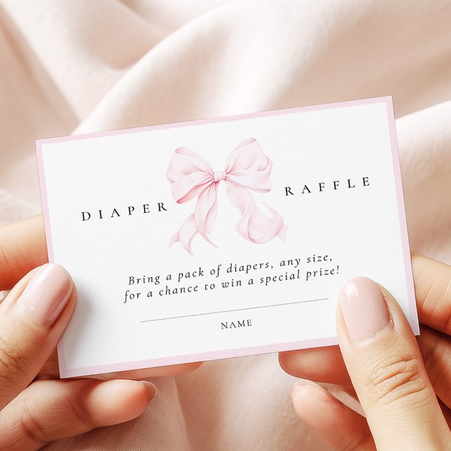 Carte D'accompagnement Pink Bow Baby Shower Diaper Raffle Card (Créateur téléchargé)