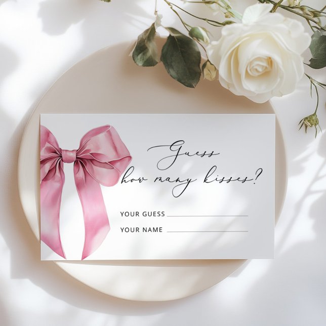 Carte D'accompagnement Pink Bow Combien de baisers nuptiale douche jeu (Créateur téléchargé)