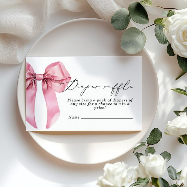 Carte D'accompagnement Pink Bow Diaper billet de tombole (Créateur téléchargé)