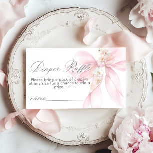 Carte D'accompagnement Pink Bow Floral Diaper billet de tombole