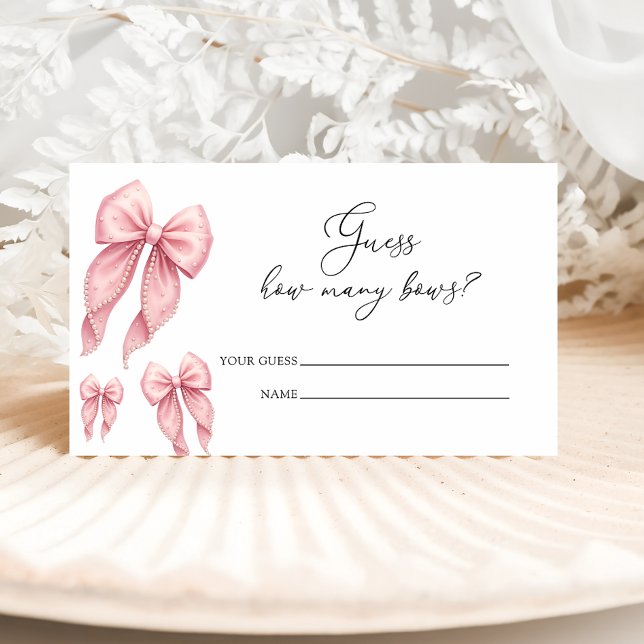 Carte D'accompagnement Pink Bow How Many Bows Baby Shower Game (Créateur téléchargé)