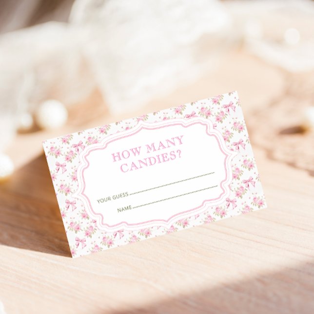 Carte D'accompagnement Pink Bow Love Shack Devine Combien De Candies (Créateur téléchargé)