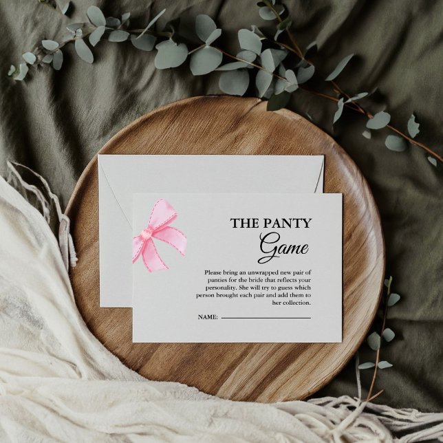 Carte D'accompagnement Pink Bow Panty Fête des mariées Jeu (Créateur téléchargé)