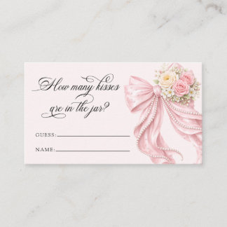 Carte D'accompagnement Pink Bow Pearl How Many Kisses Bridal Game