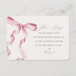 Carte D'accompagnement Pink Bow Tying the Knot Partager une insertion de 