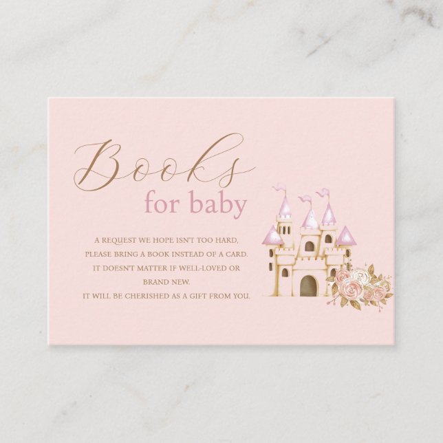 Carte D'accompagnement Pink Castle Princess Baby shower Books for baby (Devant)