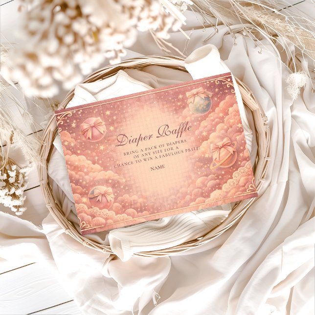 Carte D'accompagnement Pink Celestial Bows Clouds Diapper Raffle (Créateur téléchargé)