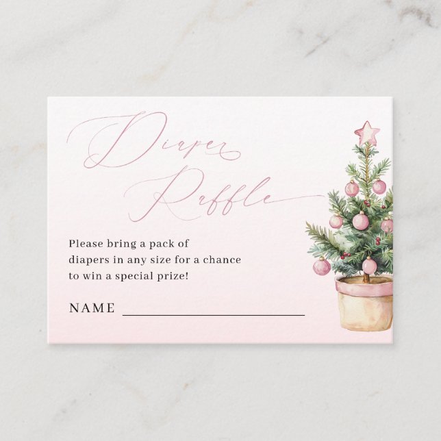 Carte D'accompagnement Pink Christmas Tree Winter Girl Diaper Raffle (Devant)