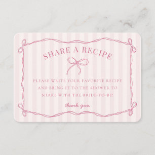 Carte D'accompagnement Pink Coquette Bow Pastel Bridal Partager Une Recet