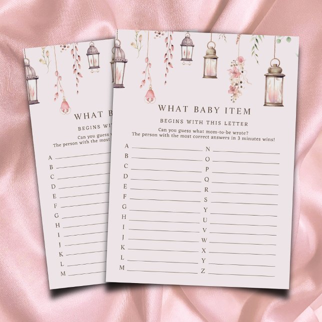 Carte D'accompagnement Pink Enchanted Quel Bébé Objet Baby shower Jeu (Créateur téléchargé)