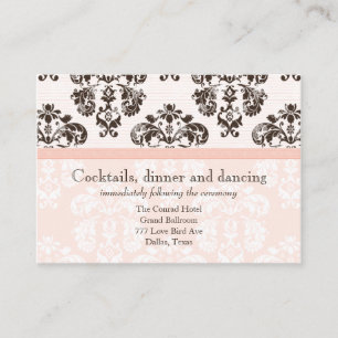 Carte D'accompagnement Pink et Brown Vintage Mariage damassé Réception Ca