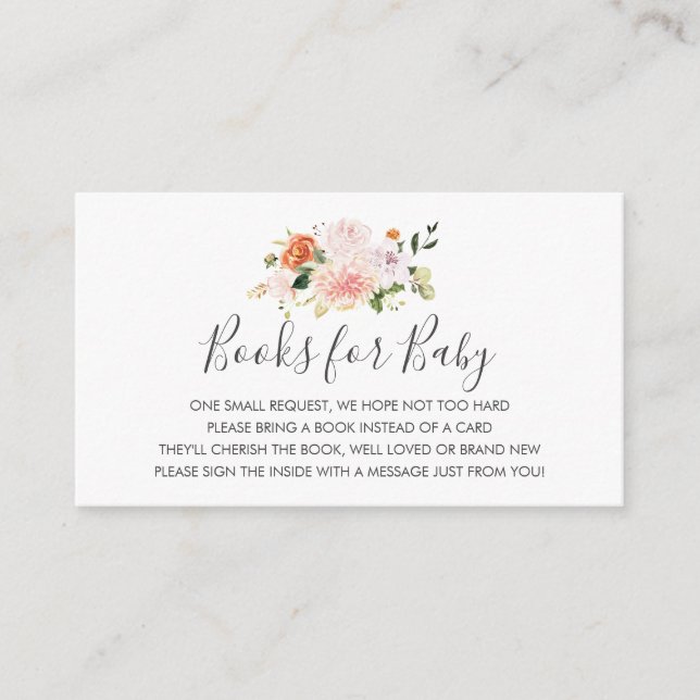 Carte D'accompagnement Pink Floral Demande de Baby shower d'insertion car (Devant)
