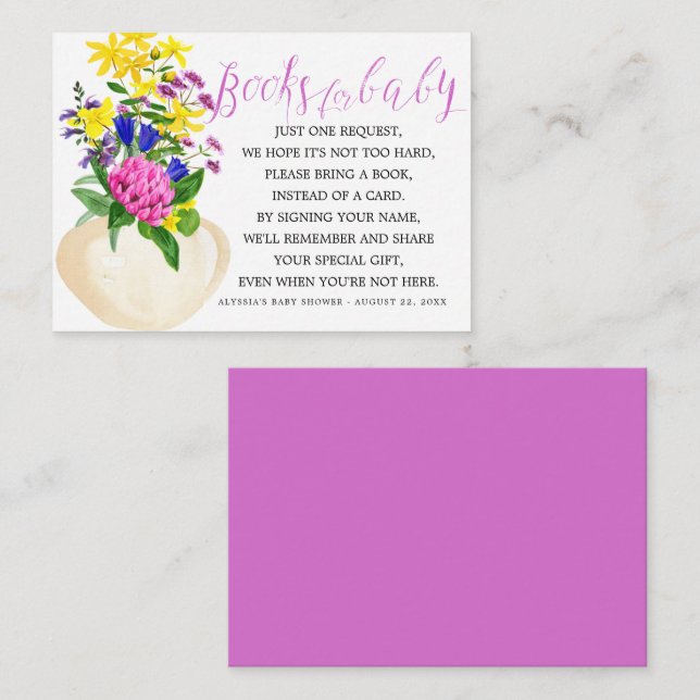 Carte D'accompagnement Pink Floral Demande de Baby shower Enclosu (Devant / Derrière)