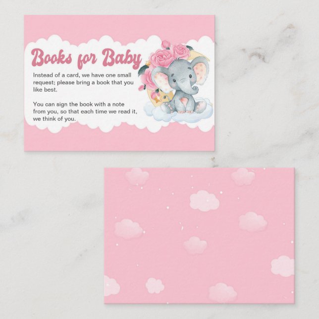 Carte D'accompagnement Pink Floral Elephant Demande de réservation Baby s (Devant / Derrière)