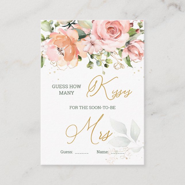 Carte D'accompagnement Pink Floral verdure Combien de baisers dans le boc (Devant)