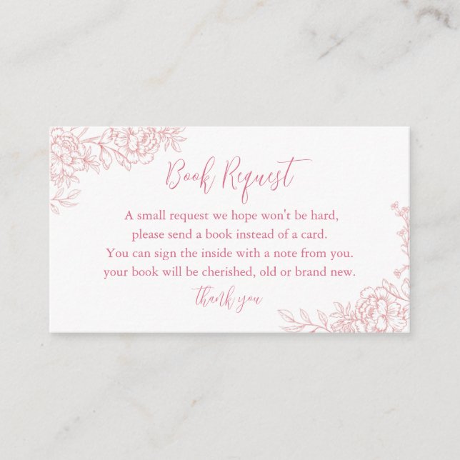 Carte D'accompagnement PINK FRANÇAIS TOILE Baby Book Demande Insérer (Devant)