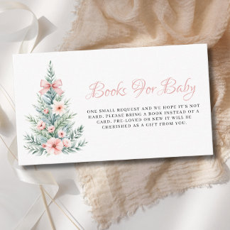 Carte D'accompagnement Pink Girl Christmas Tree Books for Baby shower