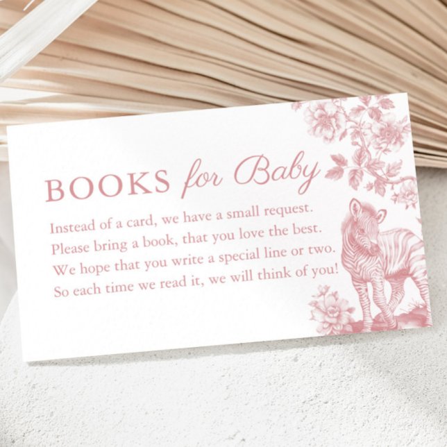 Carte D'accompagnement Pink Girl Safari Livres pour Baby shower (Pink Girl Safari Books for Baby Shower Enclosure Card)