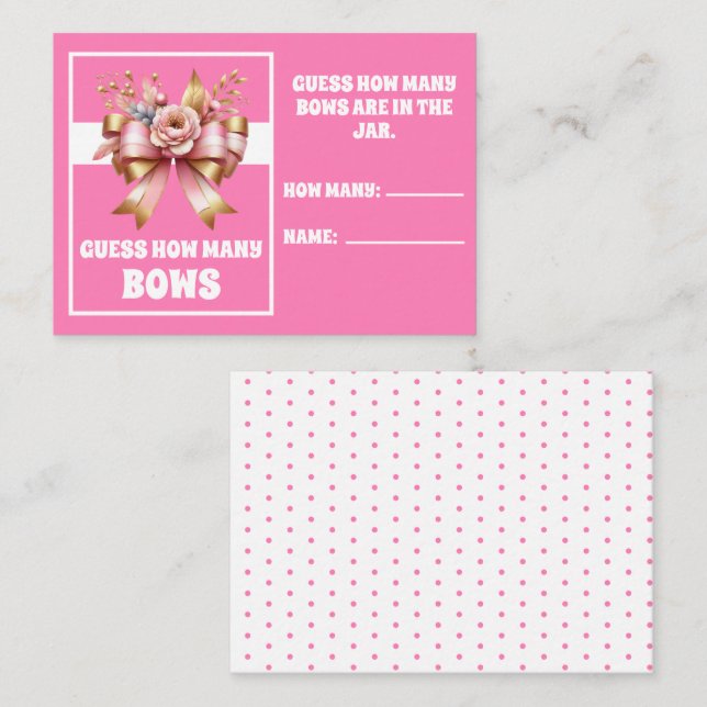 Carte D'accompagnement Pink Gold Bow Anniversaire Devinez Combien De Jeu (Devant / Derrière)
