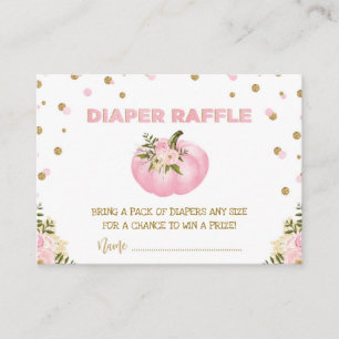 Carte D'accompagnement Pink Gold Citrouille Diaper Raffle Floral Autumn G