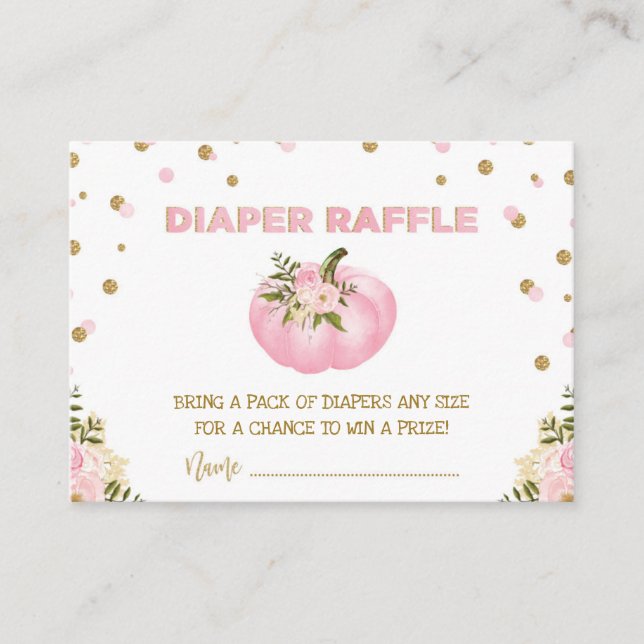 Carte D'accompagnement Pink Gold Citrouille Diaper Raffle Floral Autumn G (Devant)