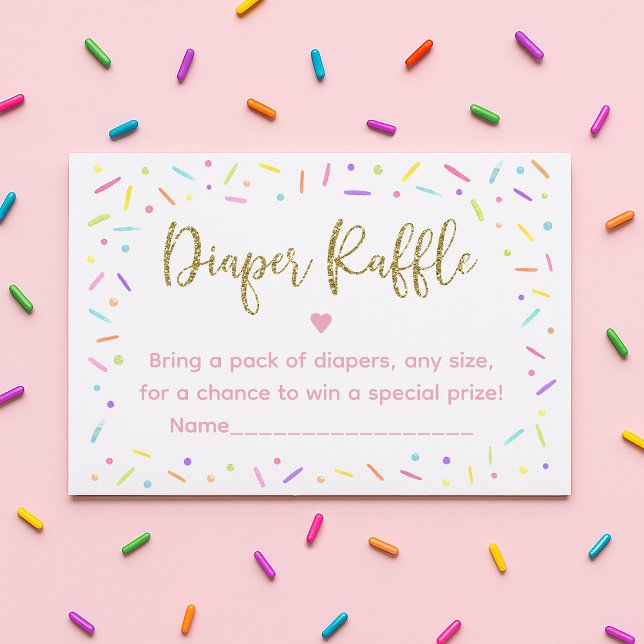 Carte D'accompagnement Pink Gold Rainbow Baby Sprinkle Diaper Raffle (Créateur téléchargé)