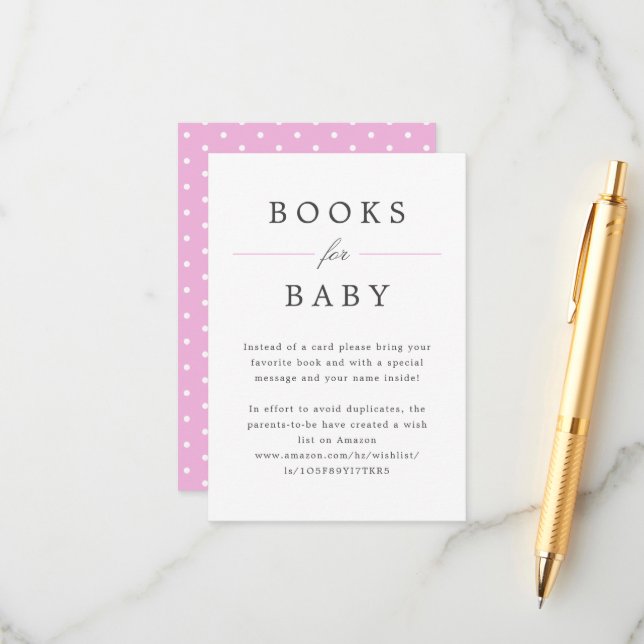 Carte D'accompagnement Pink Grand Millennial Books for Baby Request (Devant/Arrière en situation)