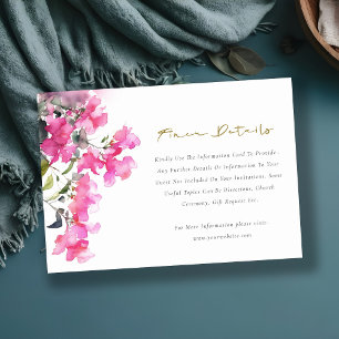 Carte D'accompagnement Pink Green Tropical Bougainvillea Détails du Maria
