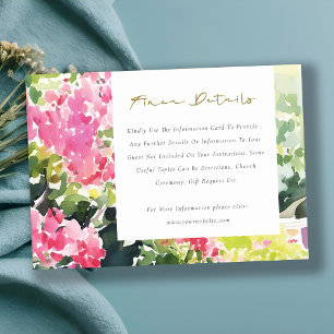 Carte D'accompagnement Pink Green Tropical Bougainvillea Détails du Maria