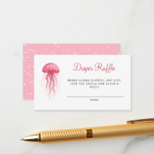 Pink Jellyfish Girl Baby Shower Diaper Raffle