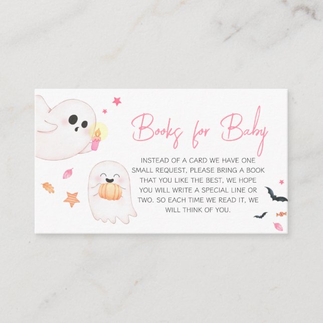 Carte D'accompagnement Pink Little Boo Halloween Livres pour bébé (Devant)