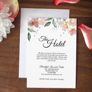 Carte D'accompagnement Pink Mauve Vintage Floral Mariage Logement