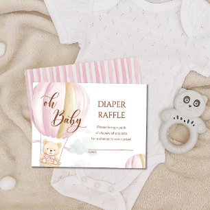 Carte D'accompagnement Pink Oh Baby Bear Chaud Air Balloon Raffle