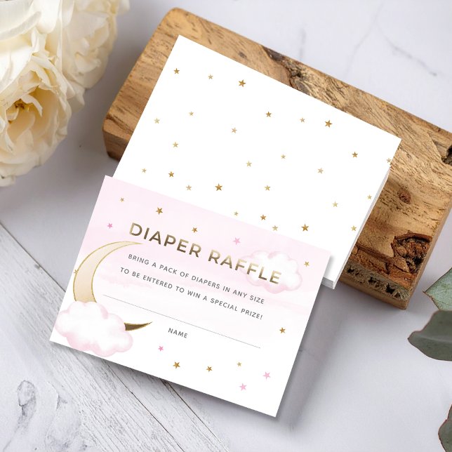 Carte D'accompagnement Pink Over the Moon Diaper Raffle Insert Card (Pink Over the Moon Diaper Raffle Insert Card
#OverTheMoon)