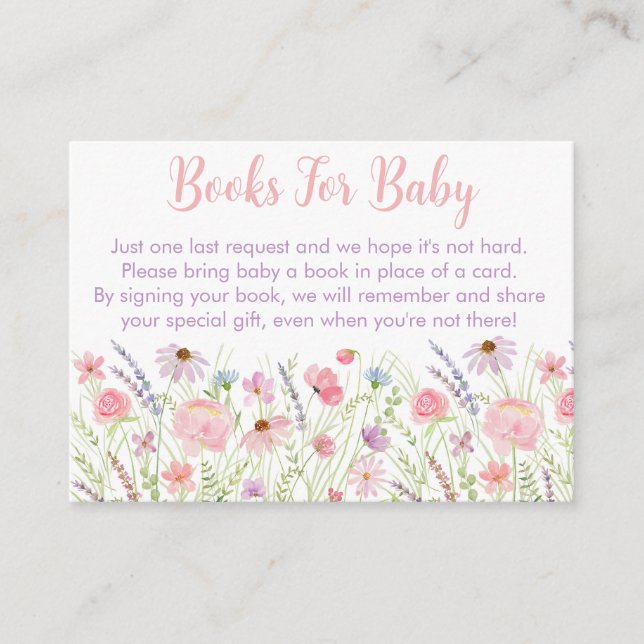 Carte D'accompagnement Pink Pastel Baby shower Fleur sauvage Demande de r (Devant)