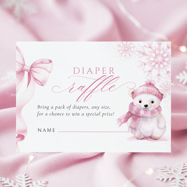 Carte D'accompagnement Pink Polar Bear Diaper Raffle Card (Créateur téléchargé)